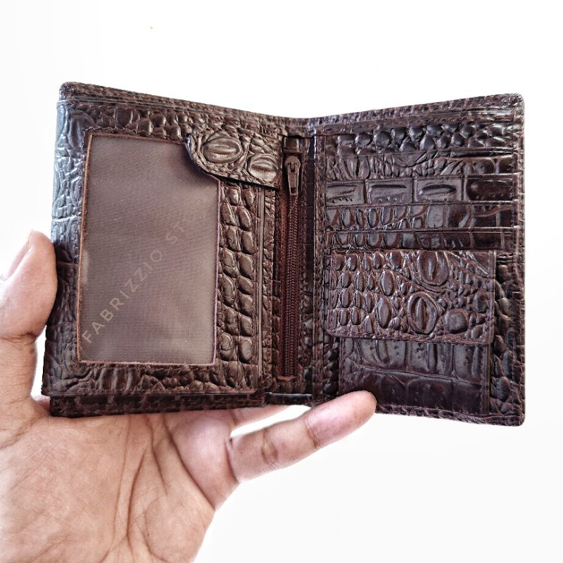 dompet berdiri pria croco elegant kulit asli