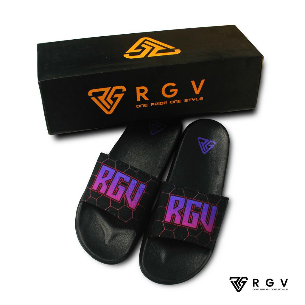 RGV - SANDAL PRIA DAN WANITA SLIDE SLIP ON SENDAL ANTI LICIN RINGAN SELOP HEXAGON PURPLE