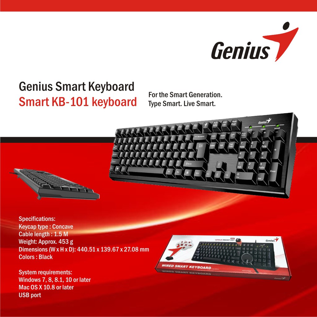 KB1 | KEYBOARD USB GENIUS KB-100 / KB-101 ORIGINAL RESMI (BLACK)