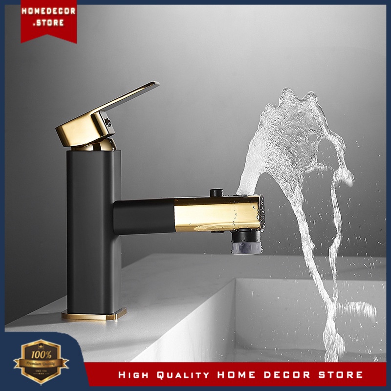 

All copper pull out faucet, washbasin, hand basin, upper and lower faucet, black platinum