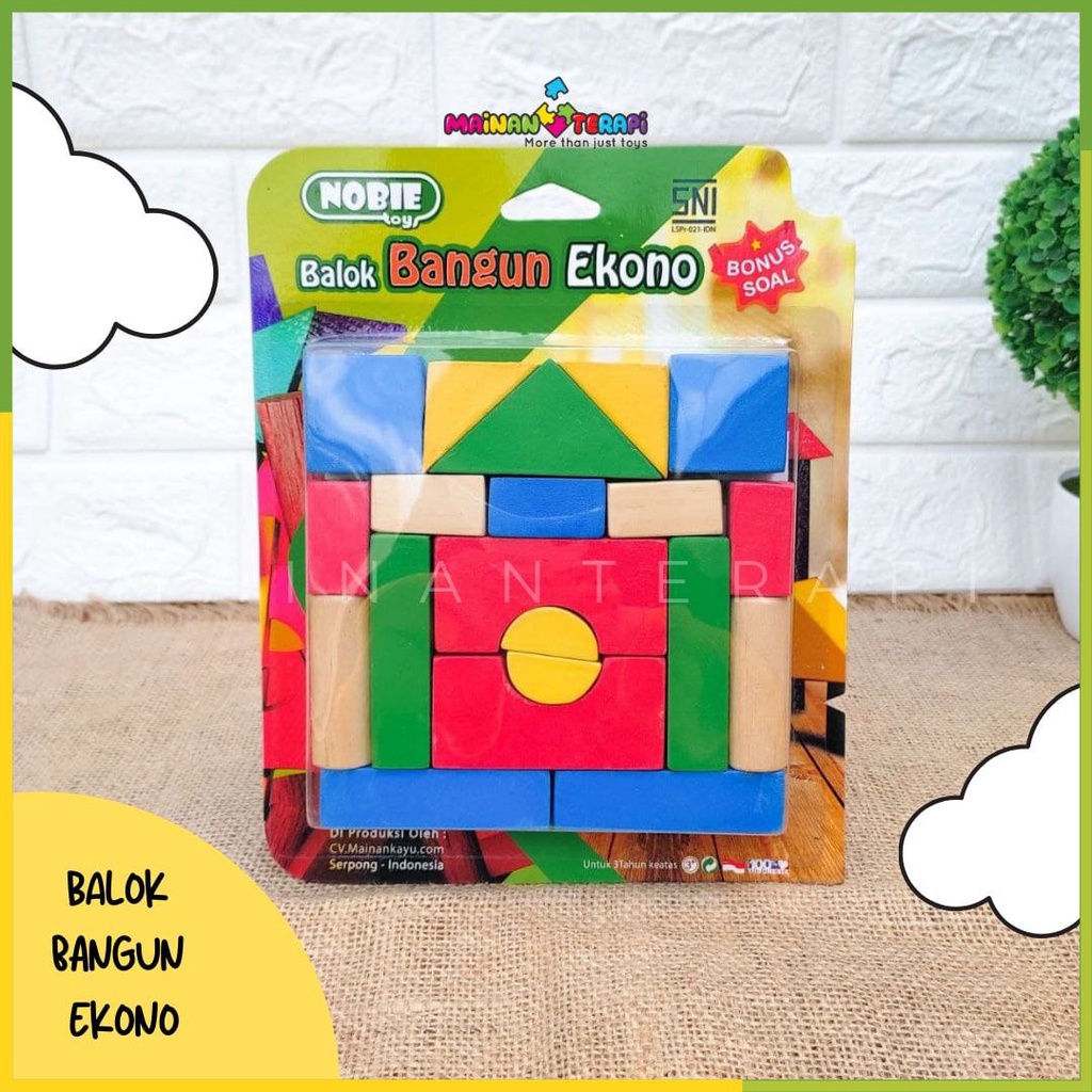Mainan Terapi Nobie Toys Mainan Kayu Balok Bangun Ekono APE