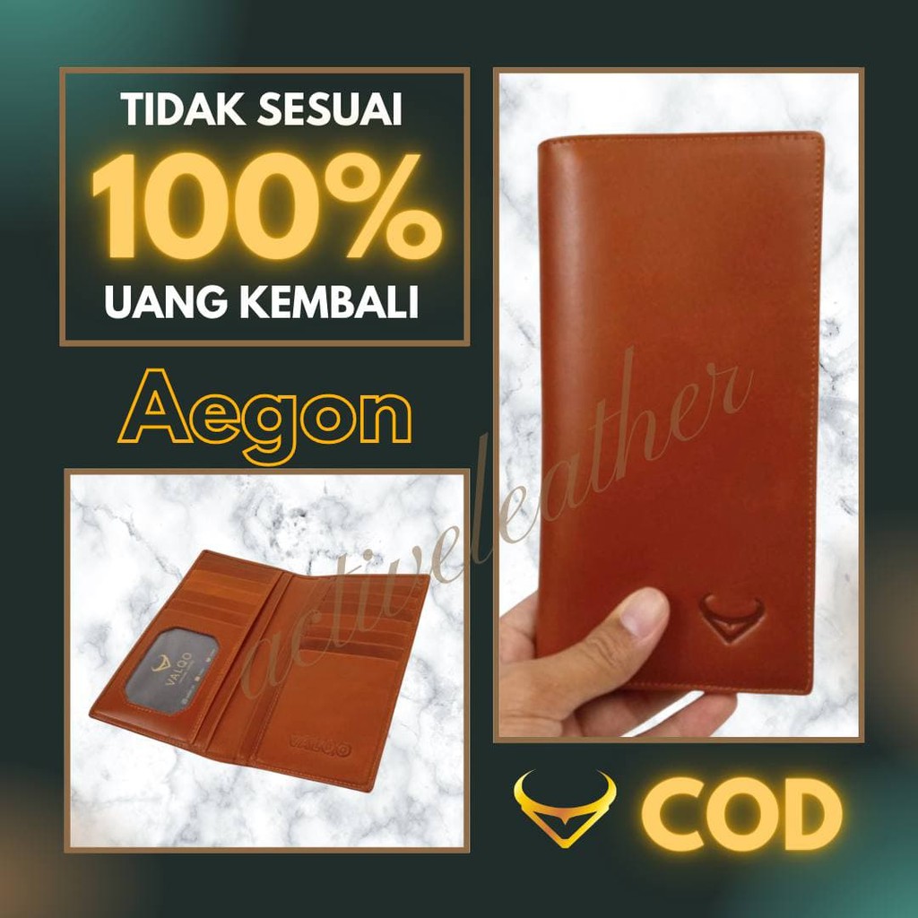 Dompet Kulit Pria AIGON Dompet Panjang Kulit Sapi Asli Dompet slim tipis Kartu Wanita Pria Original
