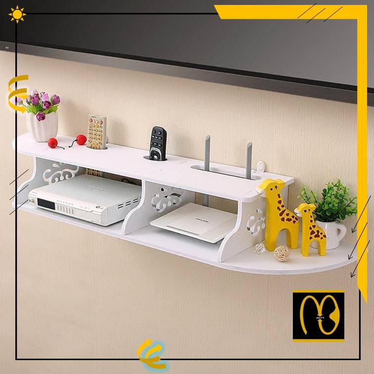 Rak Set Top Box TV Digital analog Gantung DVD Ambalan ROUTER WIFI Tempat Remote Music Player Cas HP 