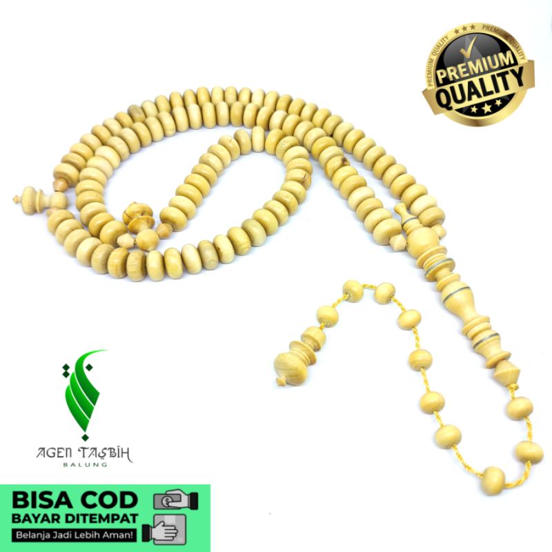 Tasbih Kemuning Gading Motif Pipih Size 7mmx12mm_Tasbih Muslim 99 Butir