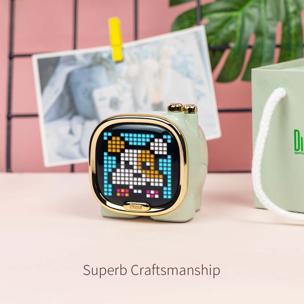 Divoom Zooe Pixel Art Bluetooth Speaker Mini Portabel Nirkabel Musik Speaker Desktop Pengaturan Hadiah Natal untuk Anak-anak pink