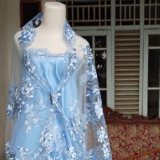 Kain tulle bordir merambat senada/bahan tille