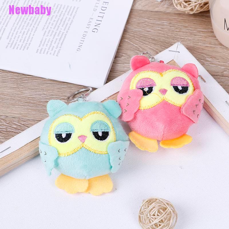 [Newbaby]9Cm key chain toys plush stuffed animal owl toy small pendant dolls party