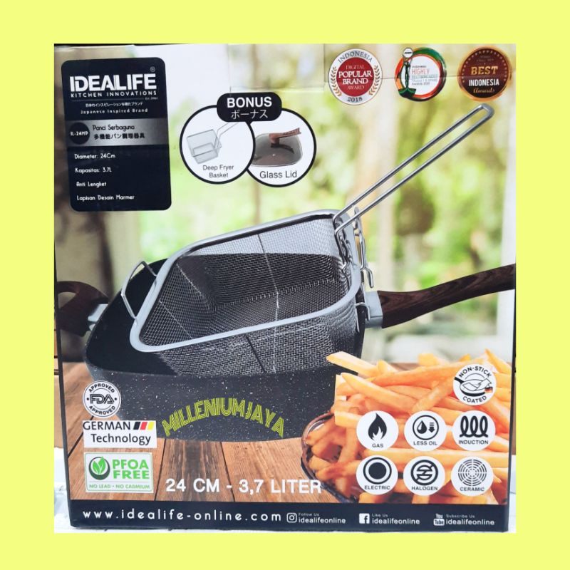 IDEALIFE WOOK  COOKWARE MULTI FUNCTION PAN