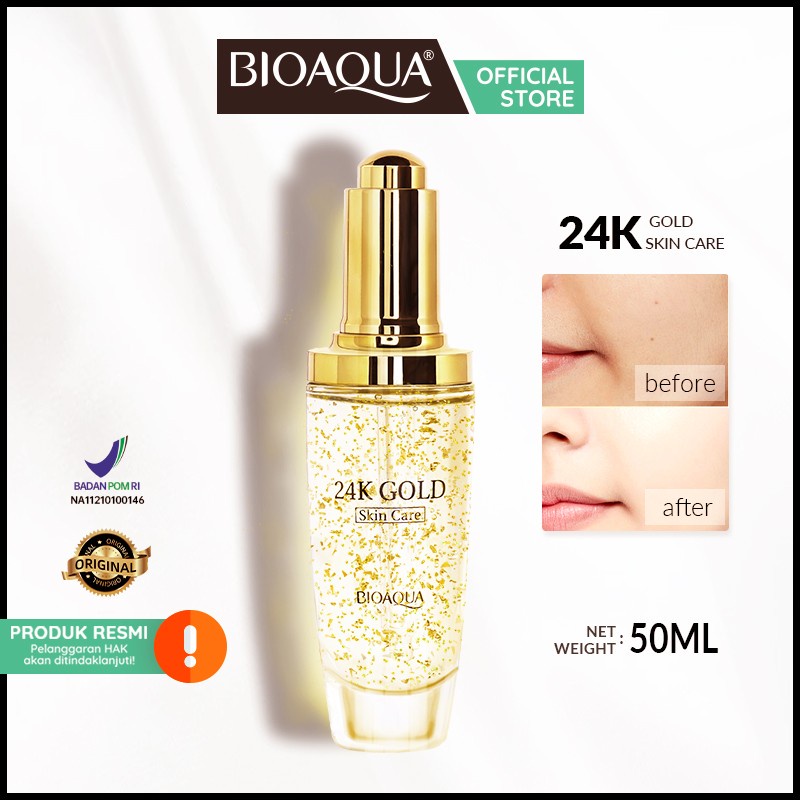 BIOAQUA Serum Wajah Emas 24K Gold Skin Brightening Serum Essence muka