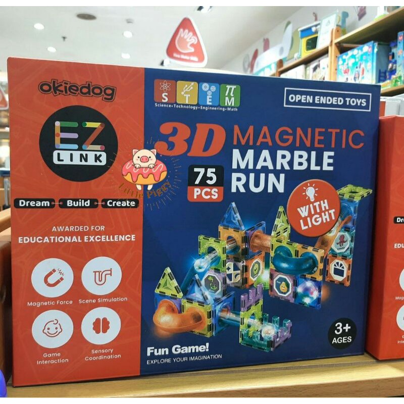 Okiedog EZlink 3D magnetic marble run with light