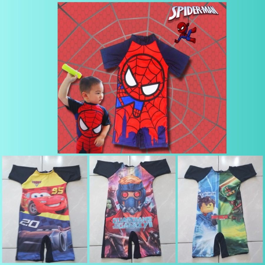 Baju Renang Anak Diving Spiderman Superman Batman