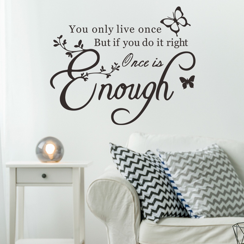 Stiker Dinding Desain Slogan You Only Live Once Dapat Dilepas Untuk Dekorasi Kamar Tidur