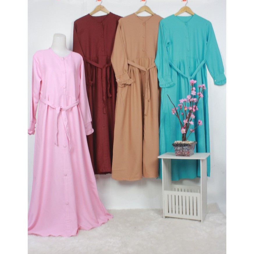 Gamis babydoll kancing SALWA wollycrepe fashion muslimah