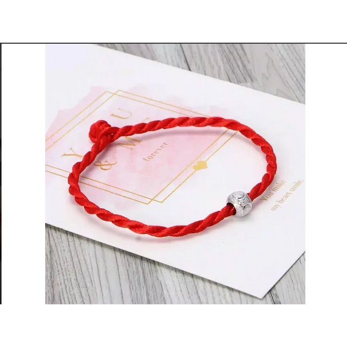 Gelang Tali Kabbalah Red Rope String Keberuntungan Lucky Bracelet Amulet Wanita Pria Merah Fashion B