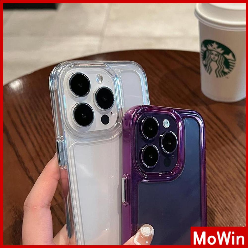 For iPhone 14 Pro Max iPhone Case HD Acrylic Hard Case TPU Frame Clear Case Plating Buttons Protection Camera Purple Black Compatible For iPhone 13 Pro max 12 Pro Max 11 xr 7Plus