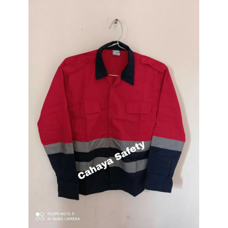 BAJU SAFETY KOMBINASI MERAH