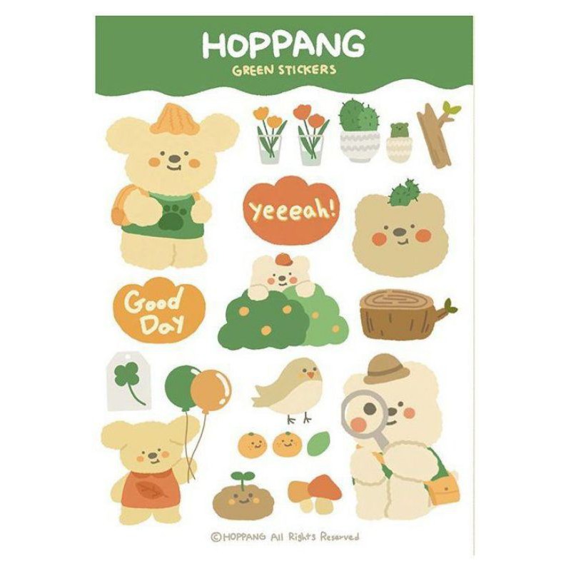 

stiker beruang HOPPANG Bear-green version