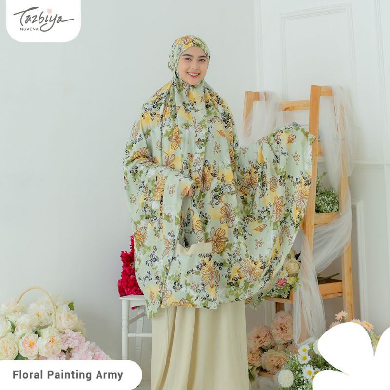 Mukena Tazbiya Kombinasi Floral Painting Series Allsize