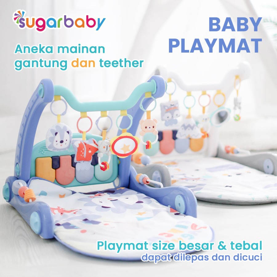 Sugarbaby 2in1 Baby Walker&amp; Playmat/Push Walker/Alat Bantu Jalan Anak sugarbaby BABY WALKER DAN PLAYMAT 2in1 alat bantu jalan anak piano anak mainan anak Walking Assistant push walker ALAT BANTU JALAN PIANO PLAYMAT PLAYGYM MAINAN ANAK MAINAN PLAY MAT