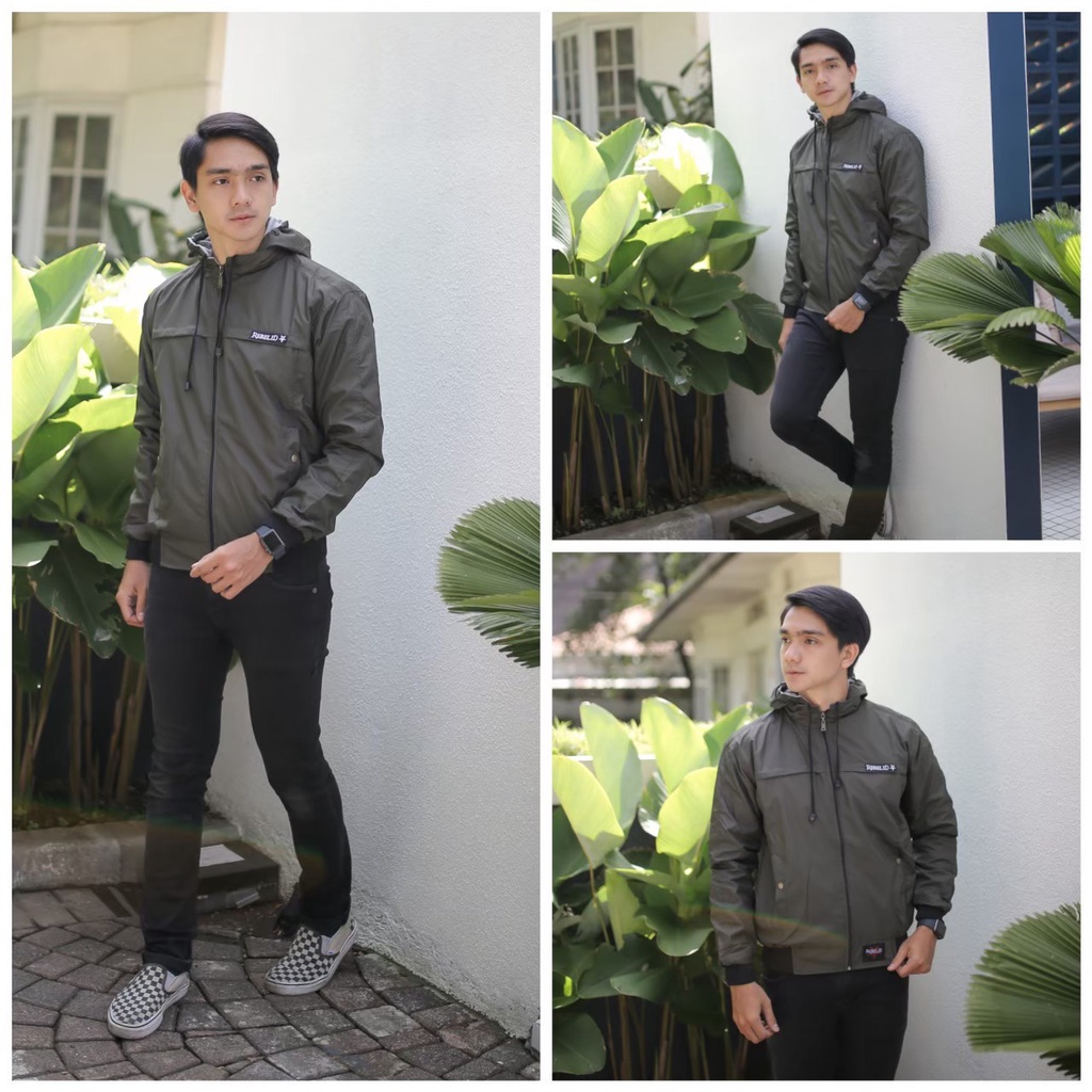 Jaket casual pria taslan hoodie zipper simple terbaru rebel id