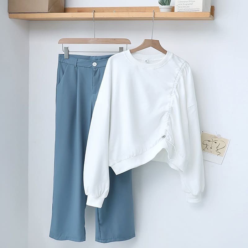 Fanela Top Blouse Wanita Korea Bluse Putih Murah Kekinian Blous Pakaian Kerja Blus Fleece Cewek Ori