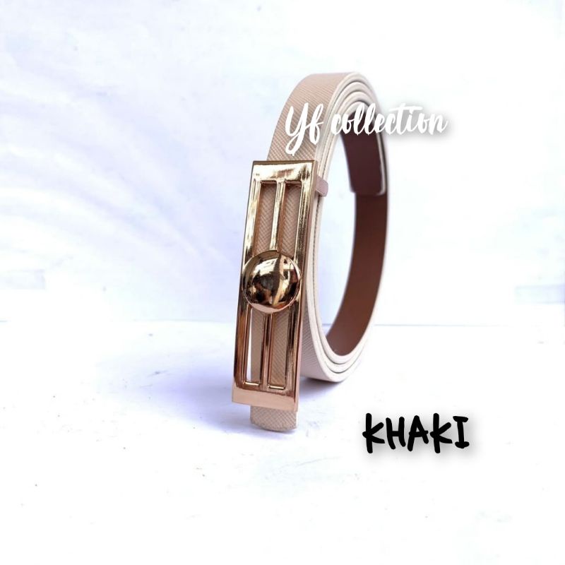IKAT PINGGANG BELT DRESS WANITA PU LEATHER KECIL FASHION COREA 1.5CM 023 GOLD