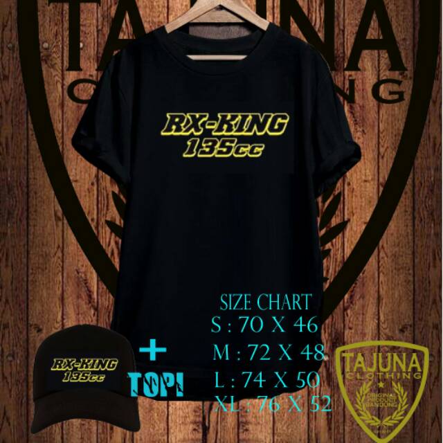 Paket kaos+topi RX KING 135cc combed 30s