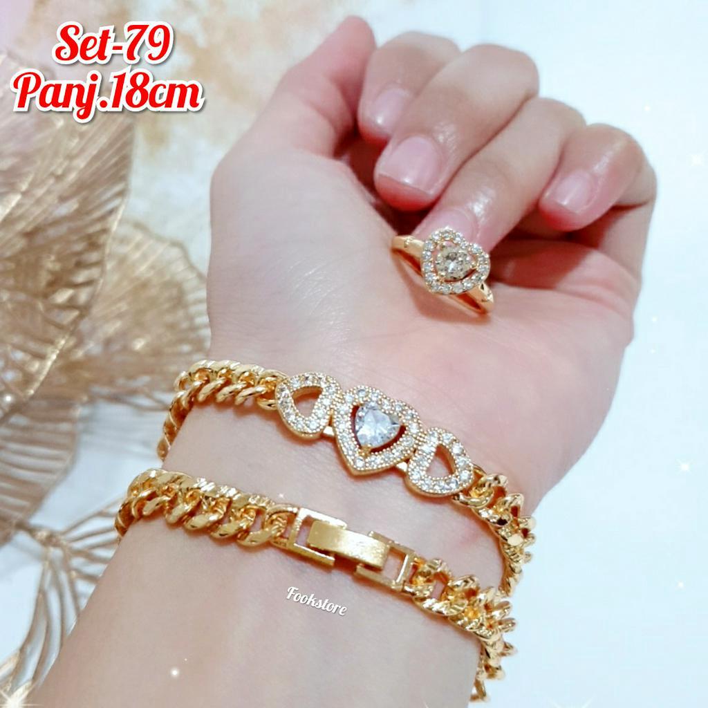 Perhiasan wanita SET GELANG GRATIS CINCIN CANTIK/ANTI ALERGI