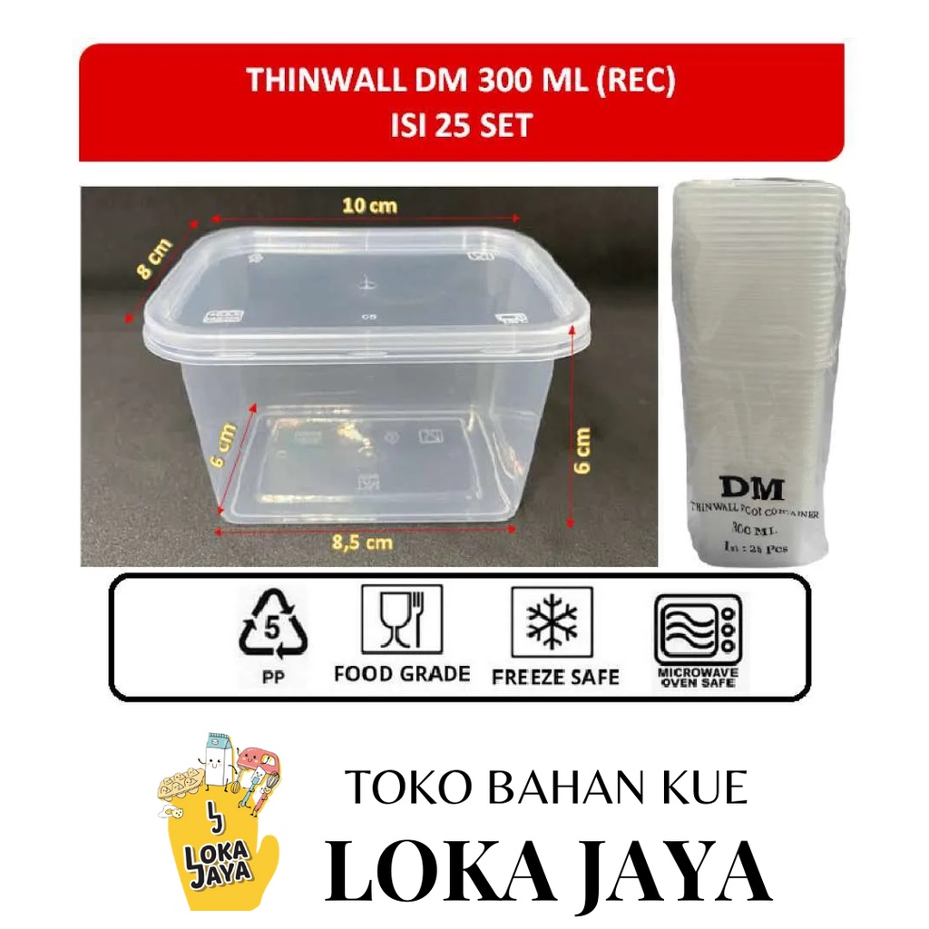 DM THINWALL 300 ML RECTANGULAR (PERSEGI)