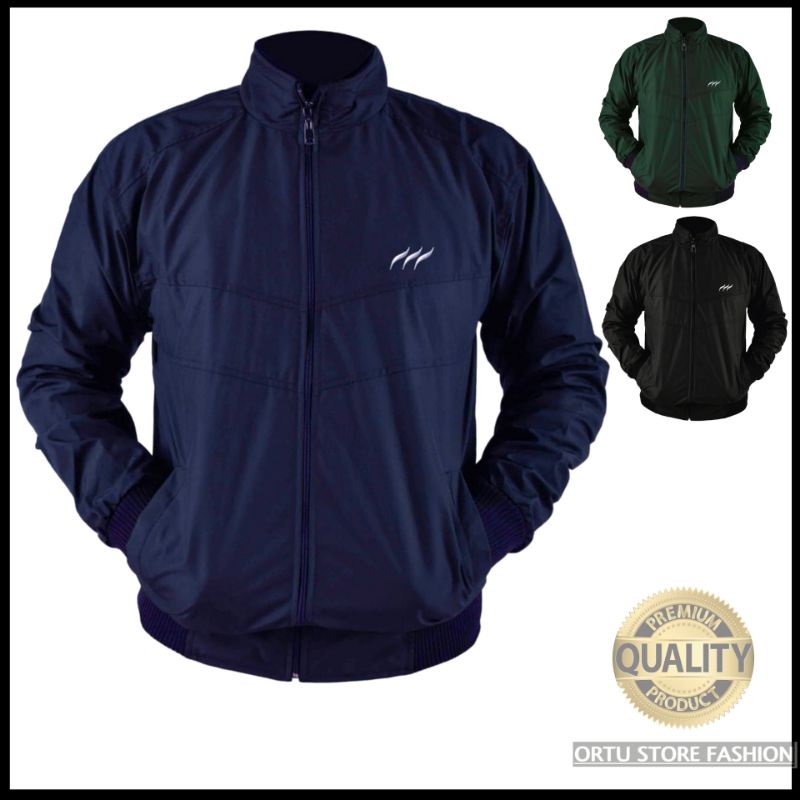 Jaket Casual Bahan Parasut Pria Original BKRS 037 Kasual Anti air Jacket Motor Cowok Parasit Anti Air Waterproof Boomber Bomber laki Dewasa Adem XXL Distro Bandung Murah Kerah Tinggi Touring Polos Katun Fleece