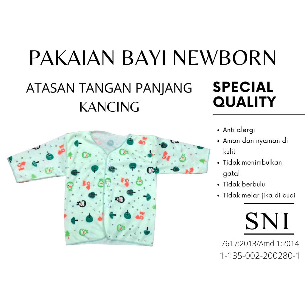 baju panjang bayi new born motif animel