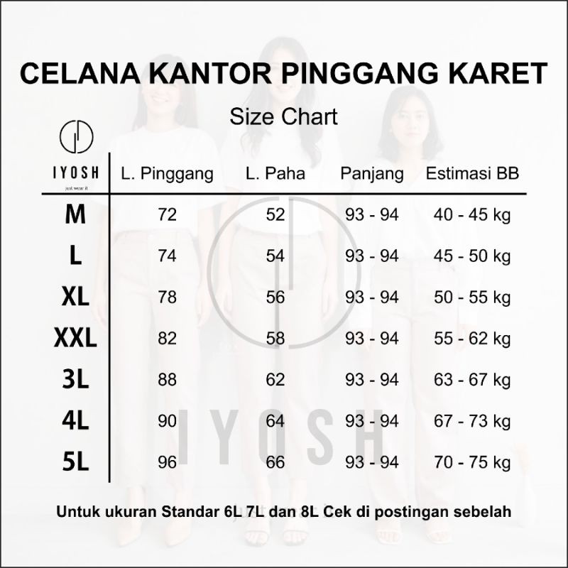 CELANA KERJA WANITA PINGGANG KARET M L XL XXL 3L 4L 5L / CELANA KANTOR / CELANA KERJA JUMBO