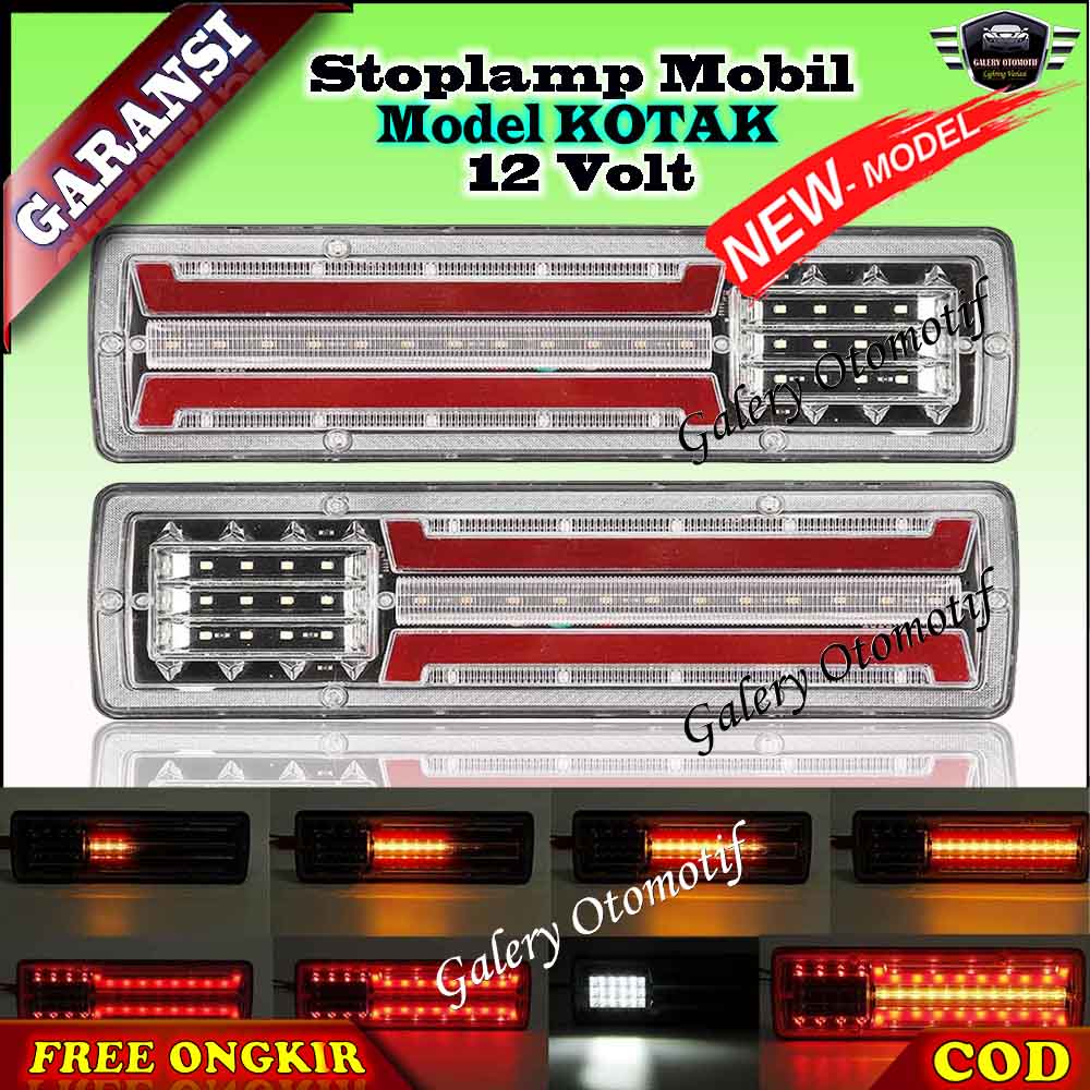 Lampu Stoplamp Variasi Stop lamp Rem Belakang Model Kotak ST 1236 Terbaru LED Running Raning Sein Se