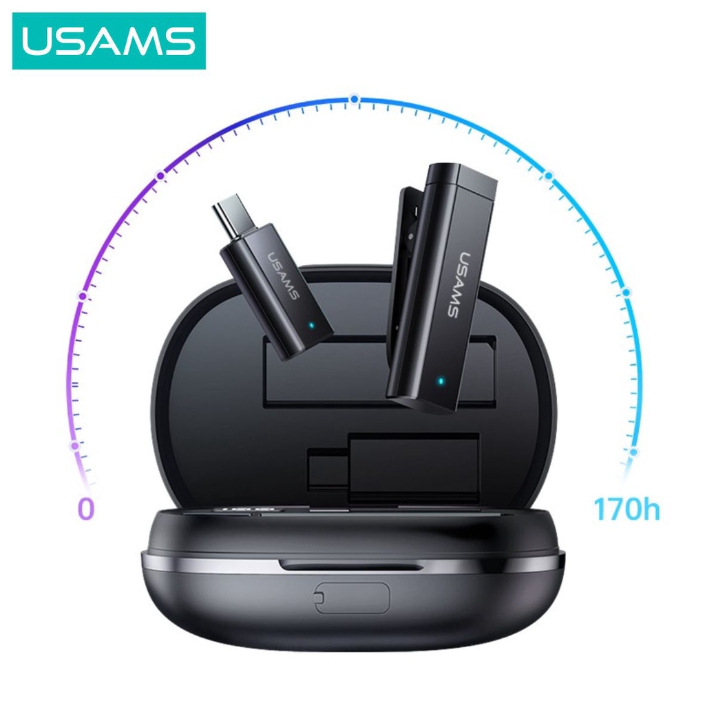 USAMS Dual Mic ENC Noise Reduction 2.4G Wireless Microphone Clip On