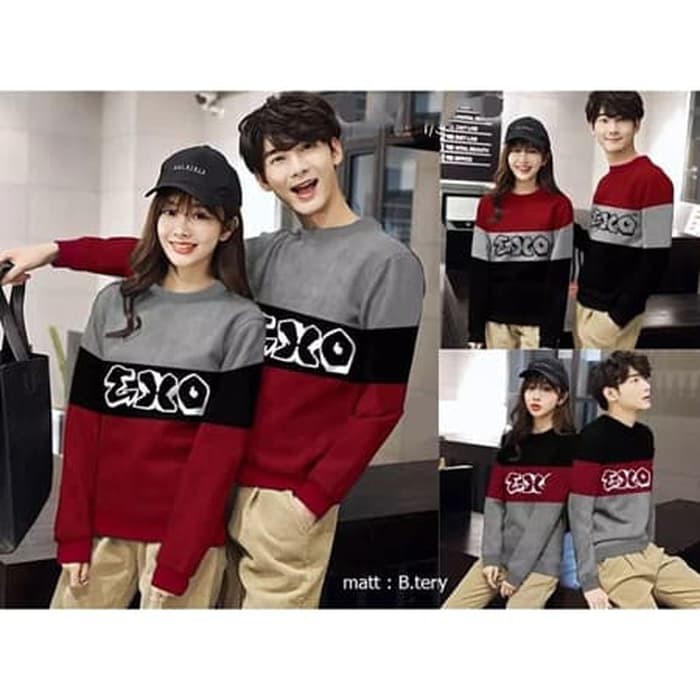 PBC005 Sweater Couple Triple Exo Maroon LP Babyterry