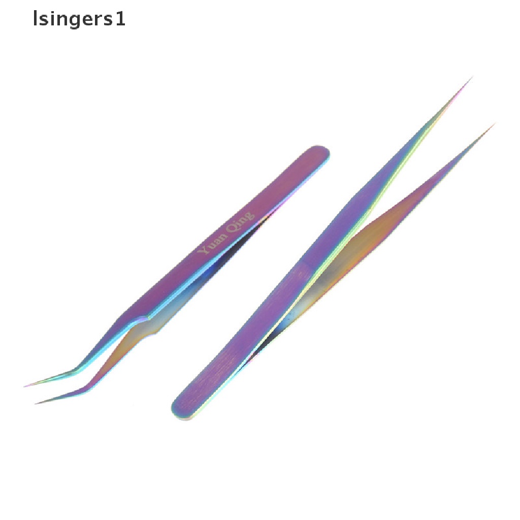 (lsingers1) Pinset Stainless Steel Warna Pelangi Untuk Mengambil Stiker Kuku