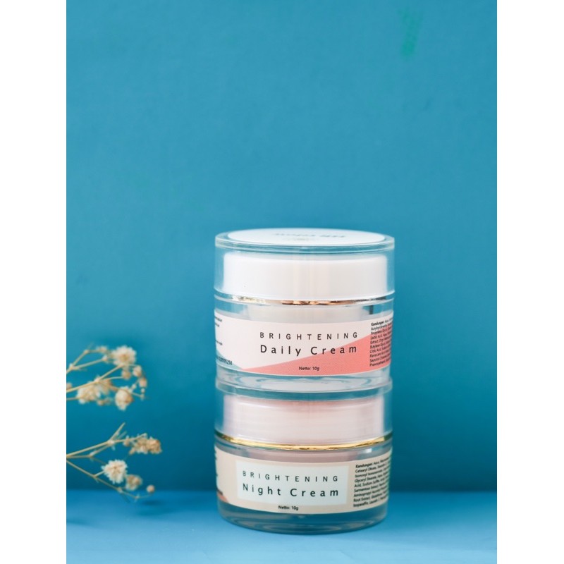 Paket hemat Cream pagi dan Cream malam Brightening series by HR Glow - 10gr / pemutih wajah glowing