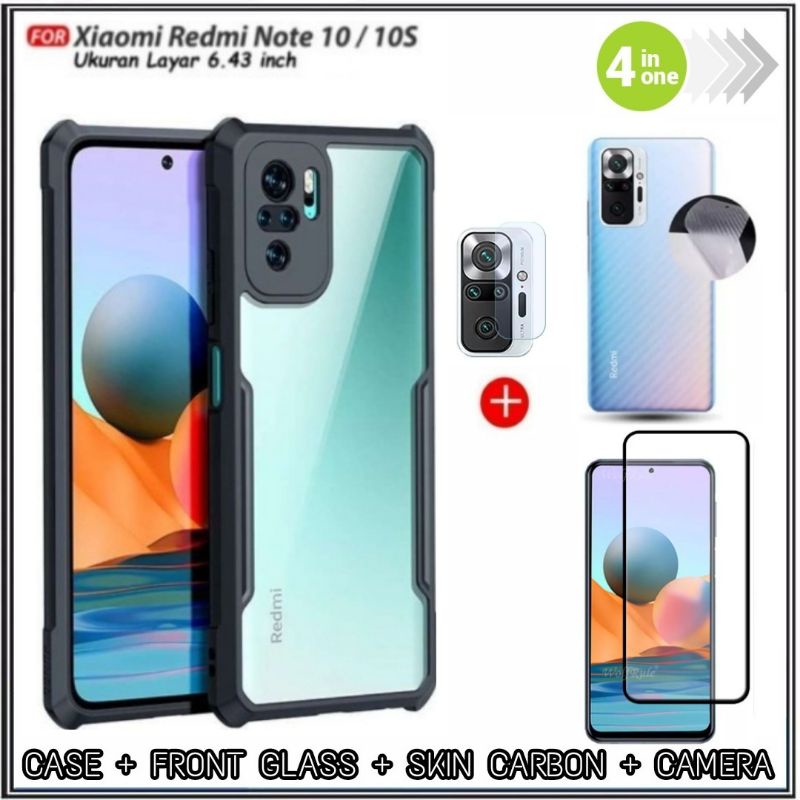 Paket 4in1 Case Xiaomi 11T / 11T Pro Hardcase Fusion ShockProof Free Tempered Glass Layar &amp; Lens Camera &amp; Skin Carbon