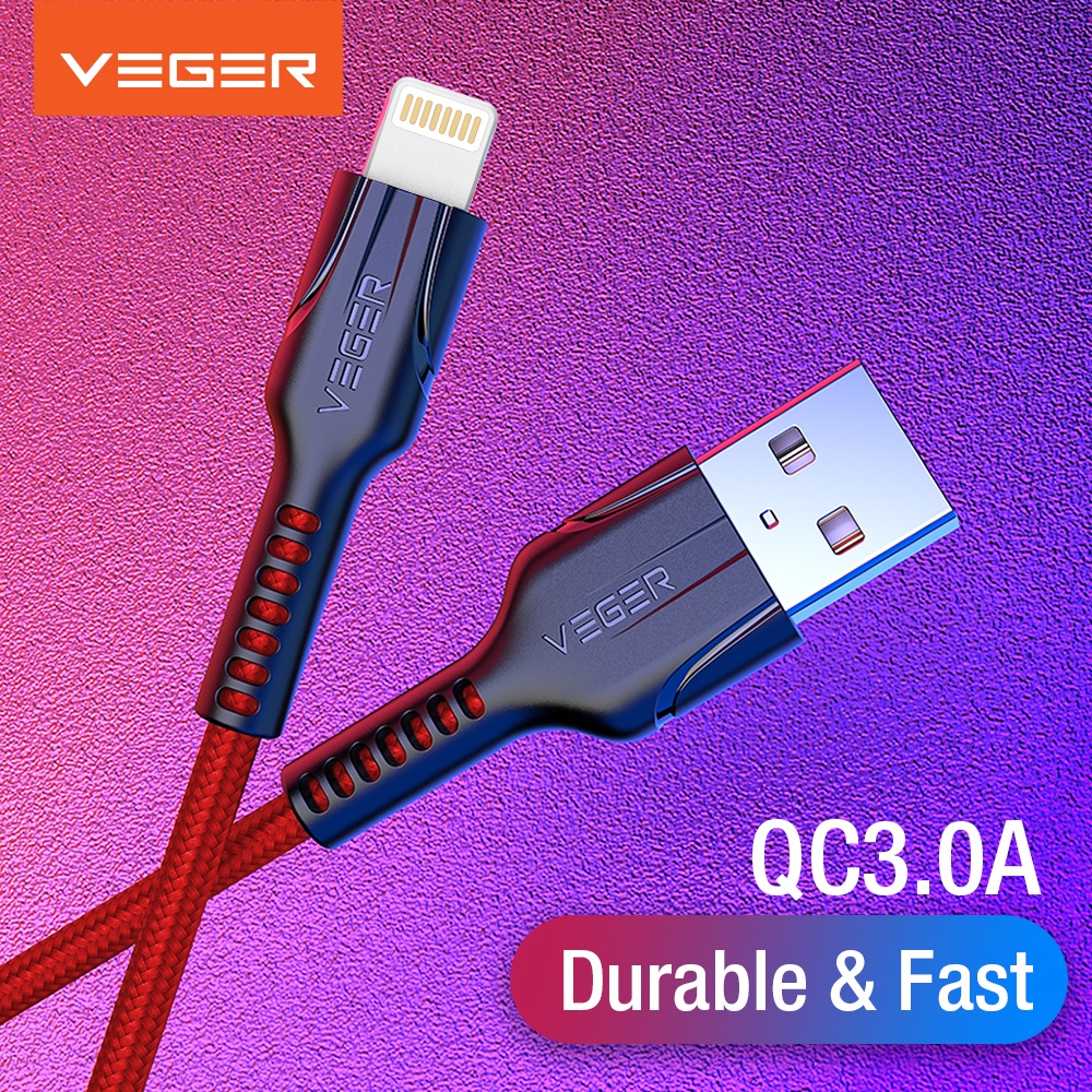 VEGER Durable Kabel Data Cable Lightning iPhone &amp; iPad VP-14 Fast Charging High Speed 1000mm