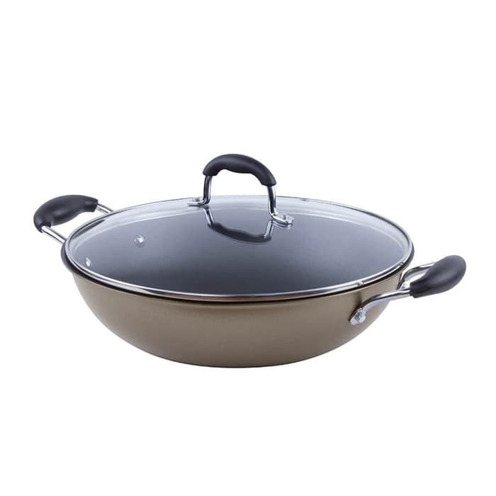 Clarinet Wok 36 cm wajan teflon + tutup kaca