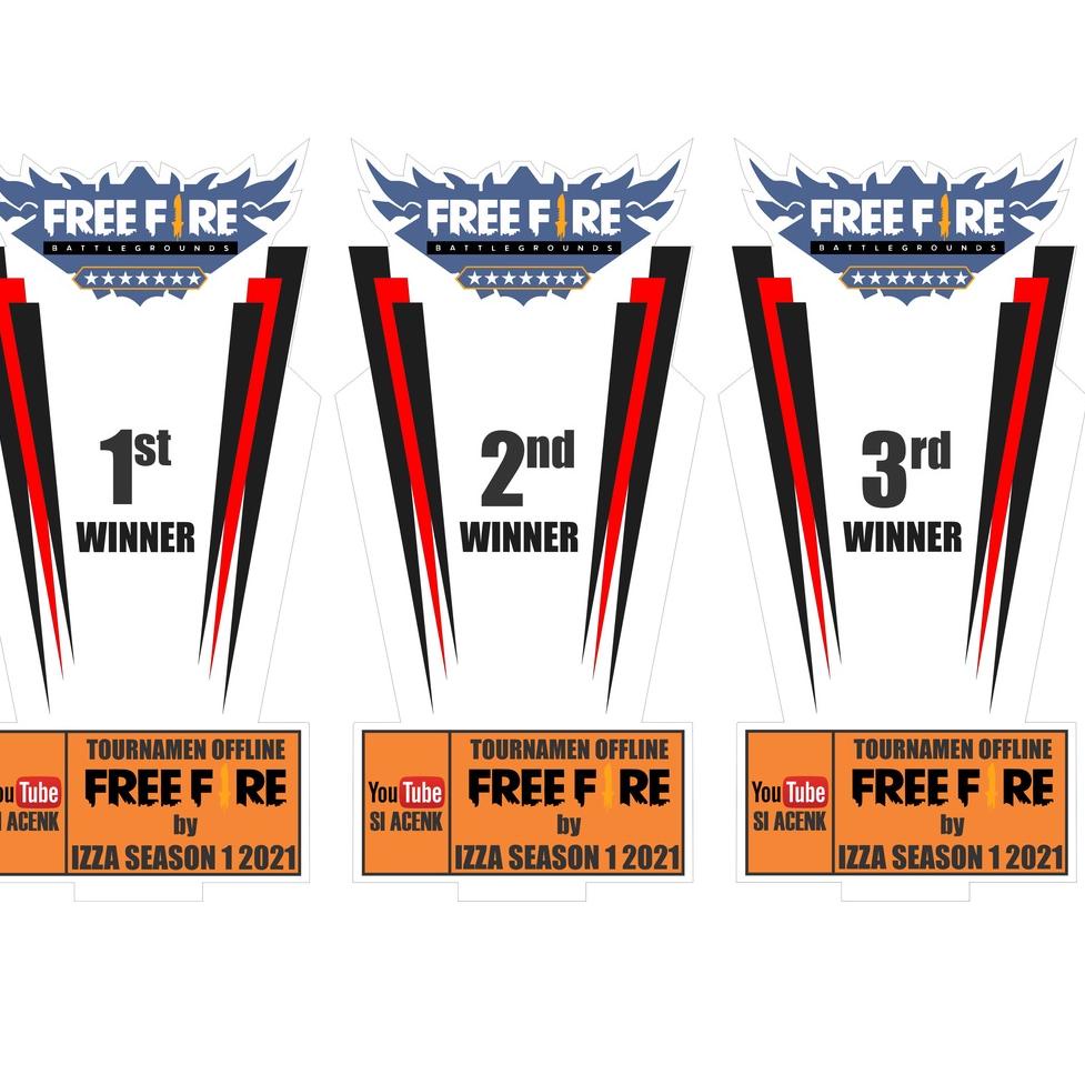 <O-EDI} <♥} 1 Set FREE FIRE/Piala/Trophy/Plakat/Bahan akrilik 3mm/free desain trophy/free rubah nama
