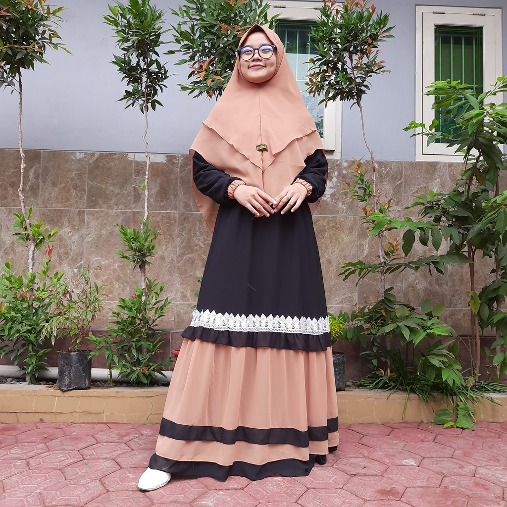 SERI 2 Gamis Ceruty Babydoll Set Hijab List Renda/ Gamis Ceruty Kombinasi