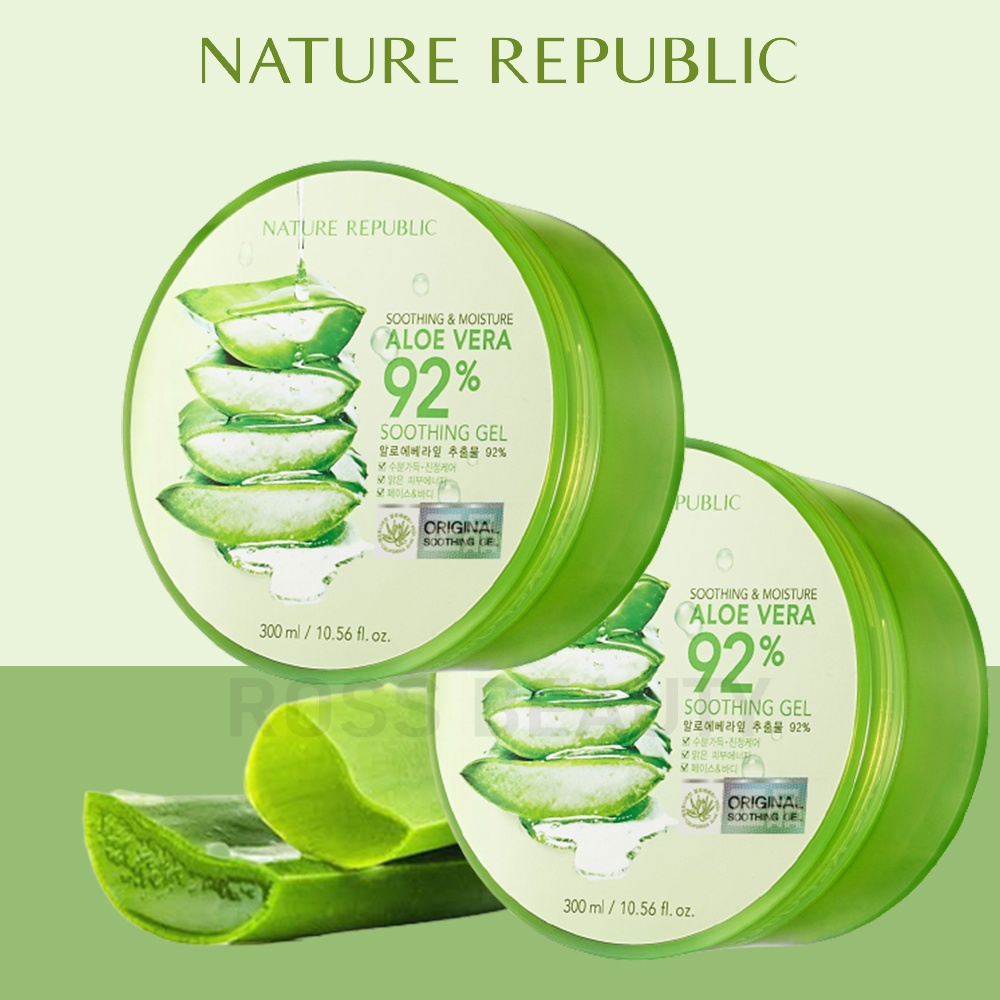 [ COD ] NATURE REPUBLIC Aloe Vera 92% Soothing Gel Full Size 300ml 100% ORI KOREA NCT 127