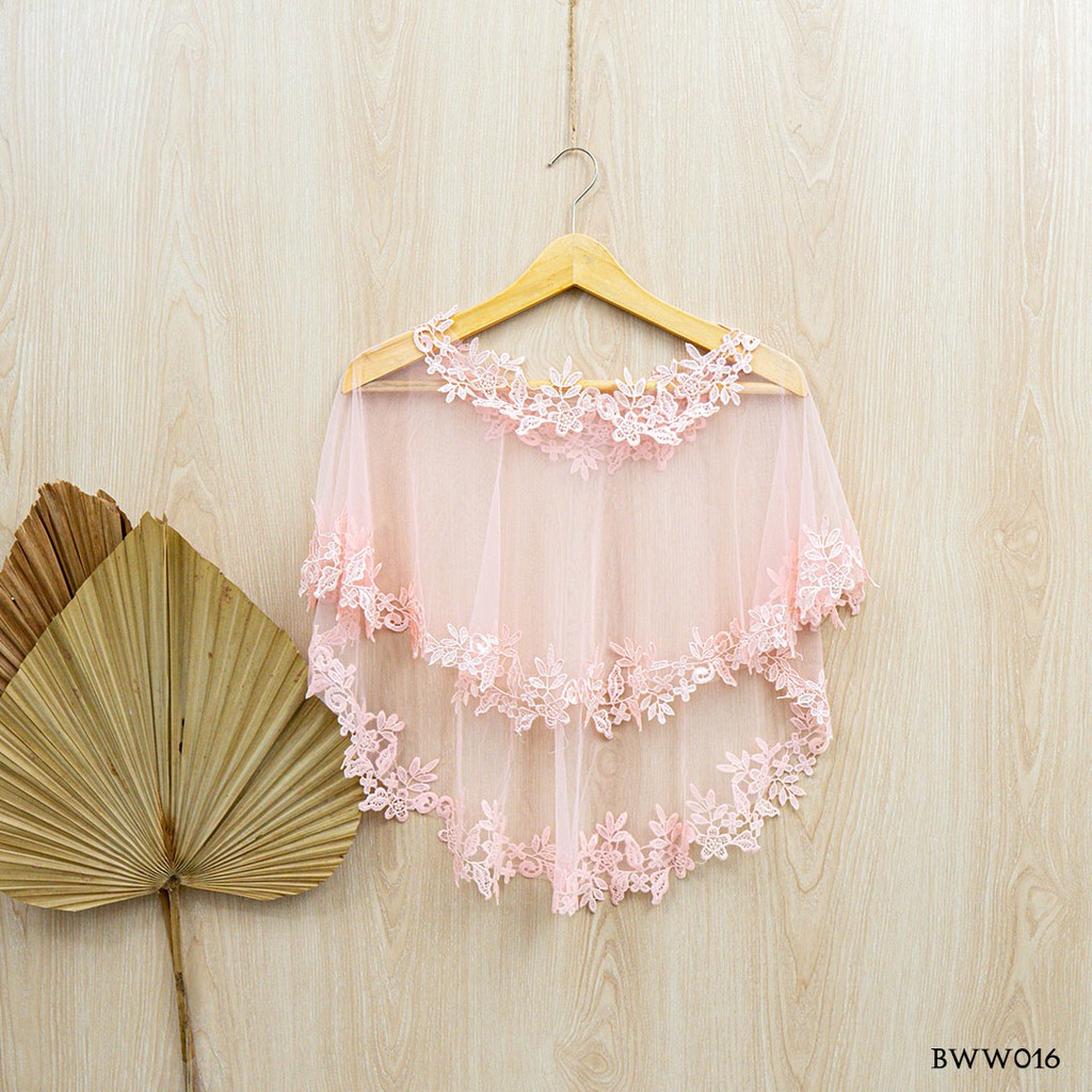 [BISA COD] CARDIGAN PESTA WEDDING LACE BOLERO PENGANTIN WANITA PINK BWW016