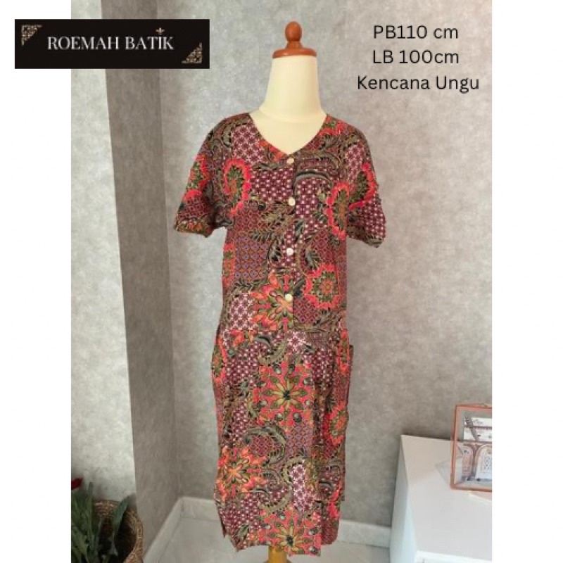 Daster batik kencana ungu label biru