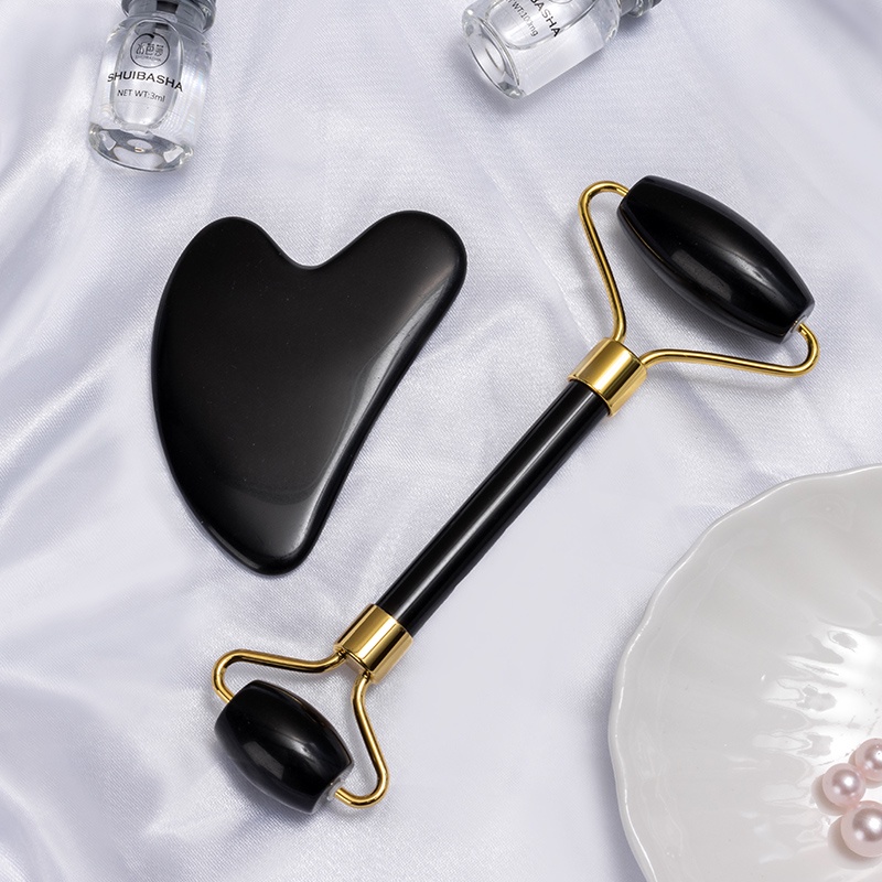 Gua Sha - Gua Sha Original batu asli - Pijat Wajah Black Obsidian