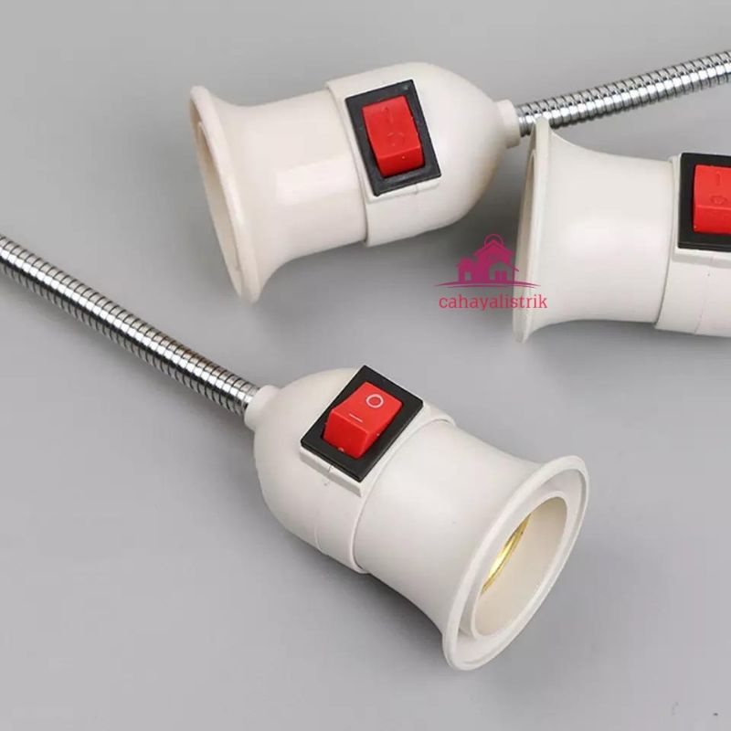 Fitting lampu E27 kabel flexible colokan ke listrik