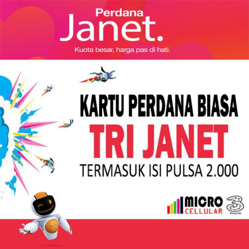 KARTU PERDANA TRI BIASA PULSA 2000(JANET)