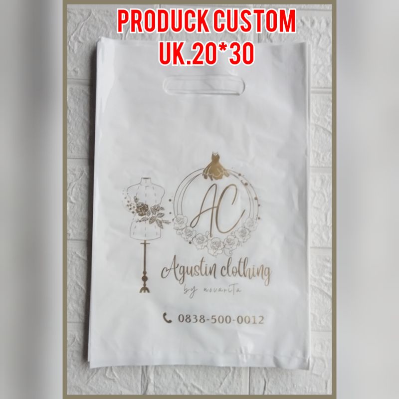 sablon plastik merek(isi 200 pcs)kantong olshop,kantongbelanja toko