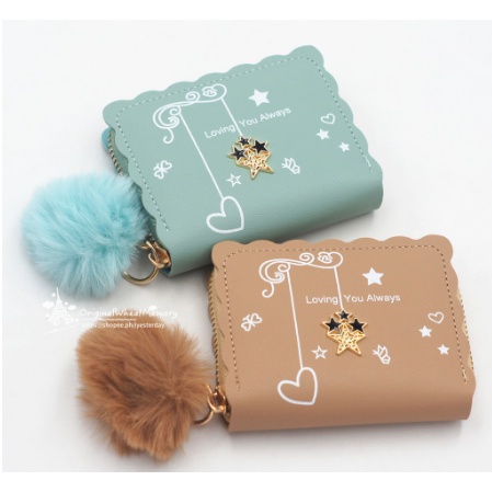 ( GS ) DOMPET WANITA / DOMPET LIPAT WANITA DOMPET LUCU FREE POMPOM